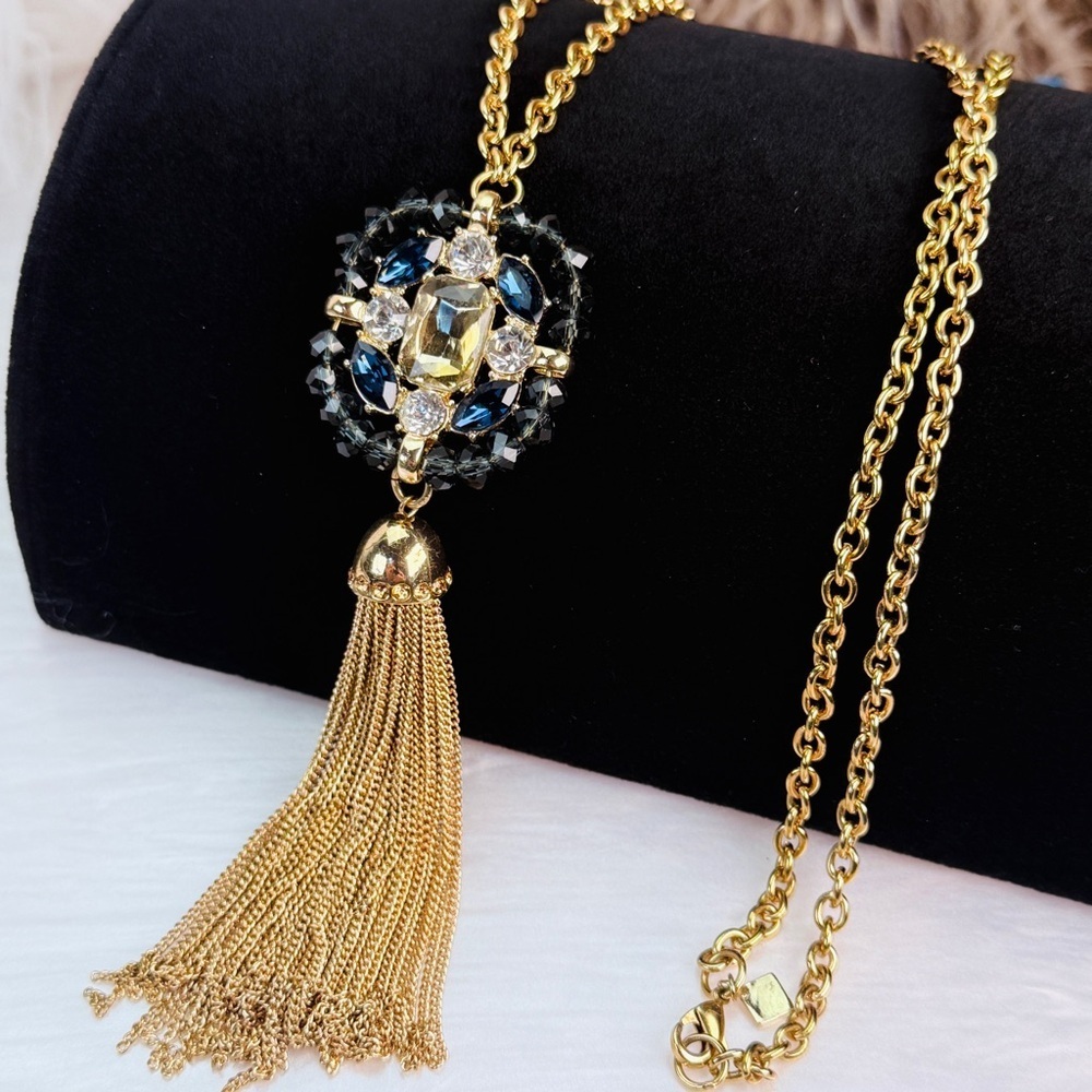 Vintage goldtone metal fringe bling long Banana Republic necklace